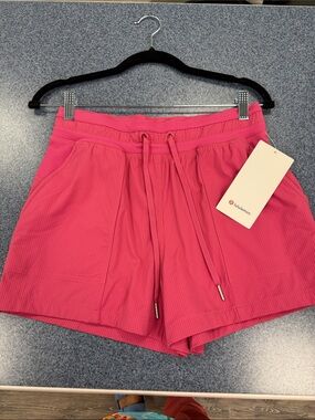 lululemon athletica Hot Pink Ribbed Drawstring Athletic Shorts